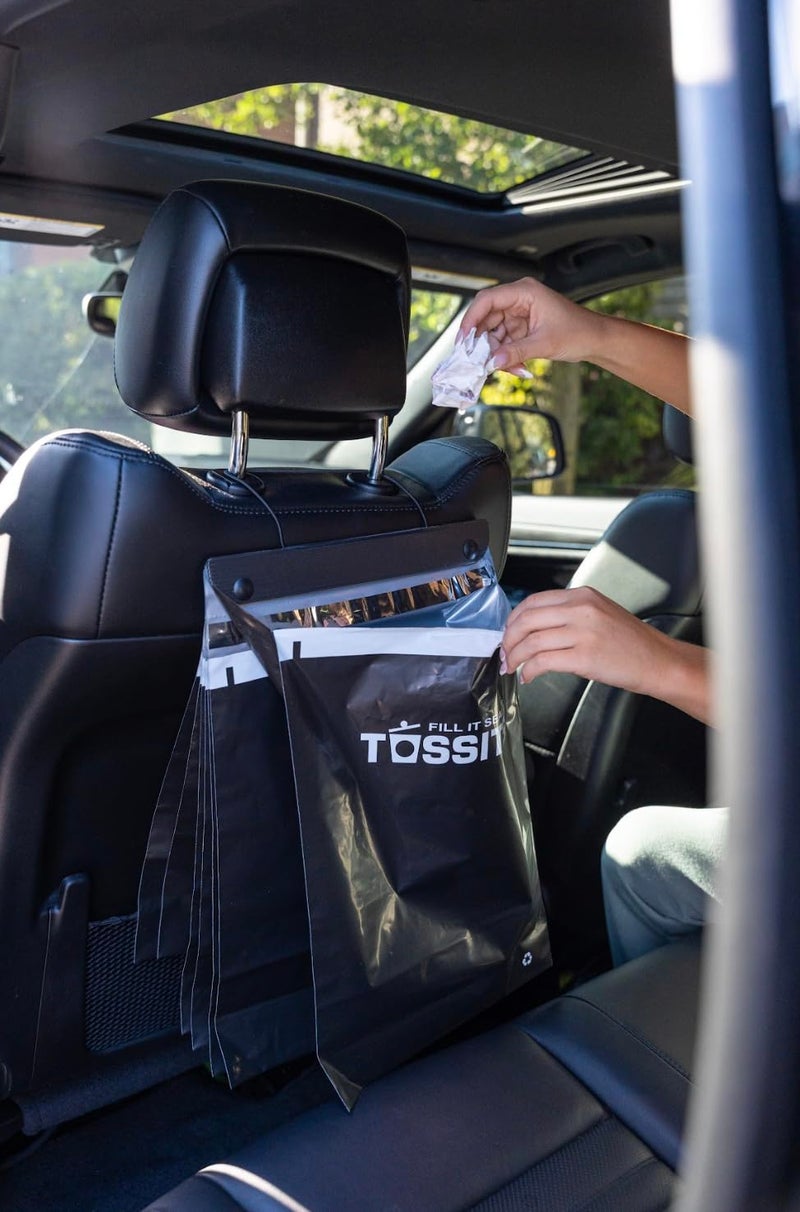 Tossits Recycled Disposable Car Trash Bags â€“ Leakproof, Smell Proof Hanging Garbage Bags for Car, Truck, SUV, RV & Vehicle â€“ Black, 7 Count Disposable Automotive Trash Bags - Image 5